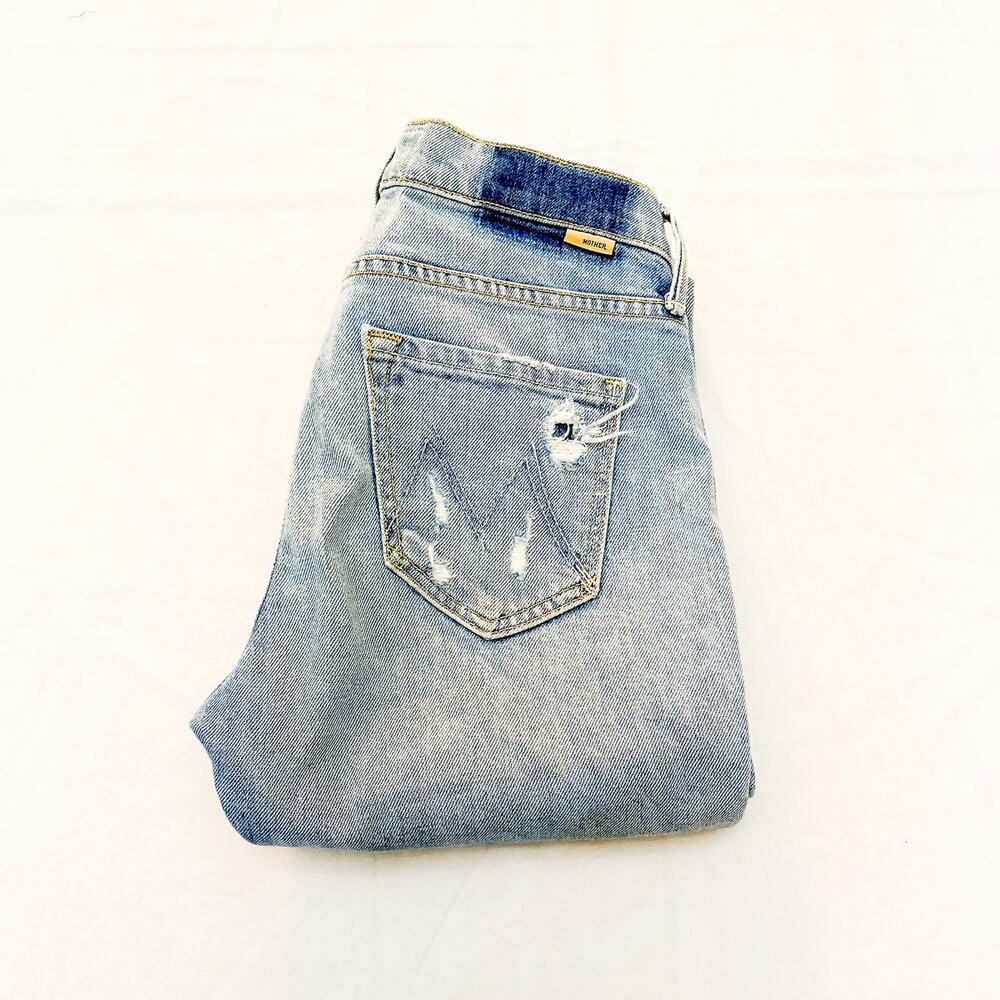 Mother Superior The Flirt Anke Fray Thanks for Nothin' Raw Denim Jeans Size 24
